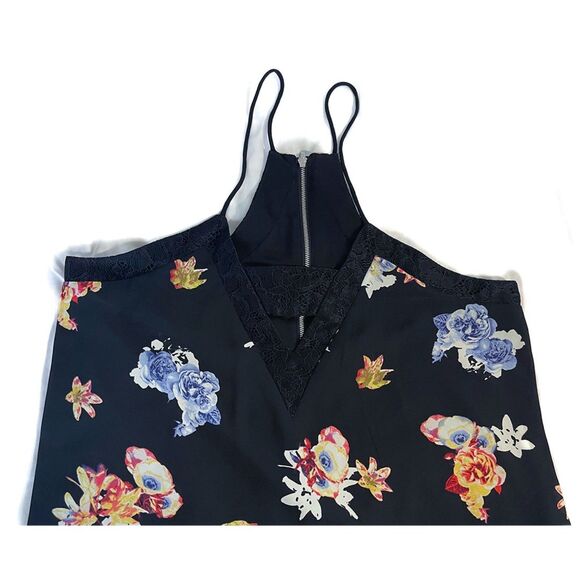Express Chiffon Cami | Floral Lace Trim Keyhole Racerback Tank Top M - Picture 5 of 8